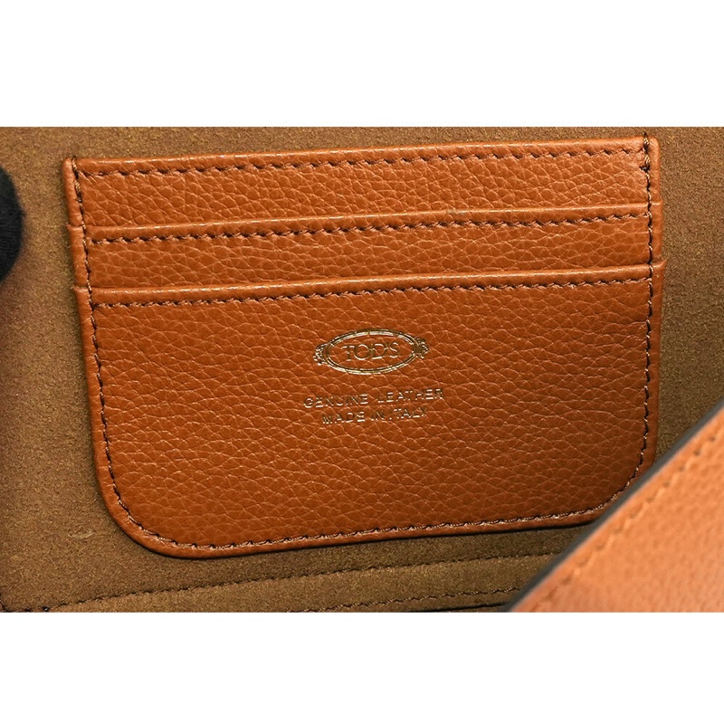 T Timeless 小牛皮翻蓋三層迷你二用包(棕色)-5