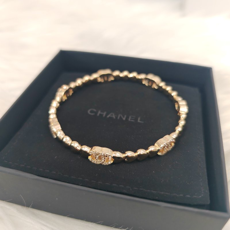 Chanel 23P 雙C鑲鑽手鐲 L碼-4