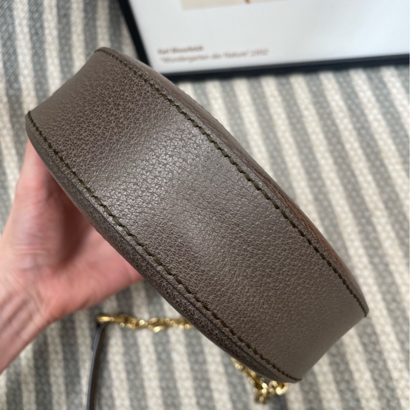 98❤️古馳/Gucci 老花圓餅包，紅綠織帶，金色五金，無破皮開裂，鏈條肩帶齊全，單肩斜挎都可以-4