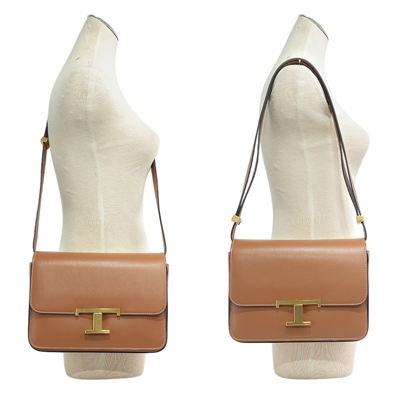 T Timeless 光滑小牛皮翻蓋二用包(Mini)(棕色)-7