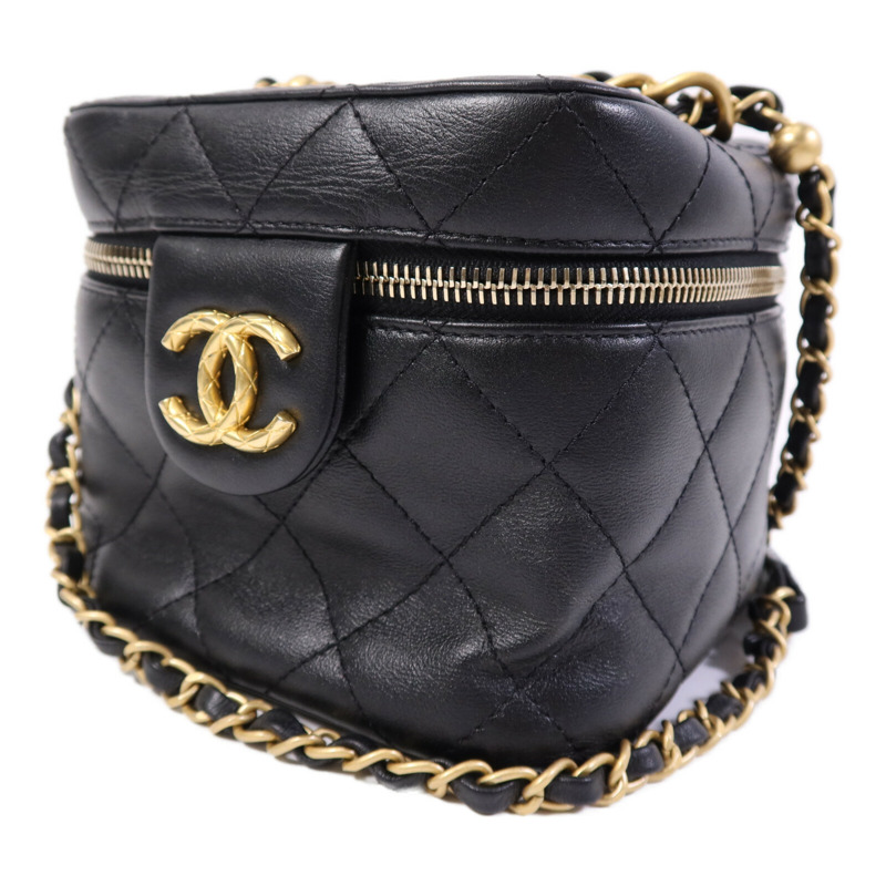 CHANEL 牛皮皮革Vanity Case金扣鏈帶手挽肩背兩用袋-2