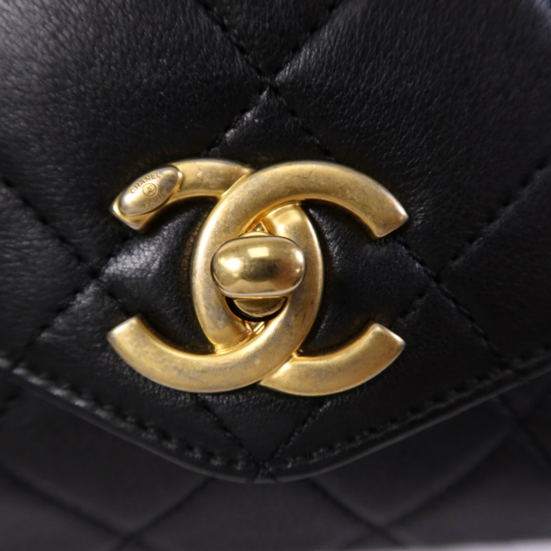 CHANEL 牛皮皮革Chain Shoulder Bag金扣鏈帶手挽肩背兩用袋-9