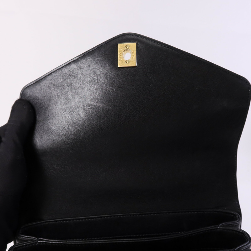 CHANEL 牛皮皮革Chain Shoulder Bag金扣鏈帶手挽肩背兩用袋-10