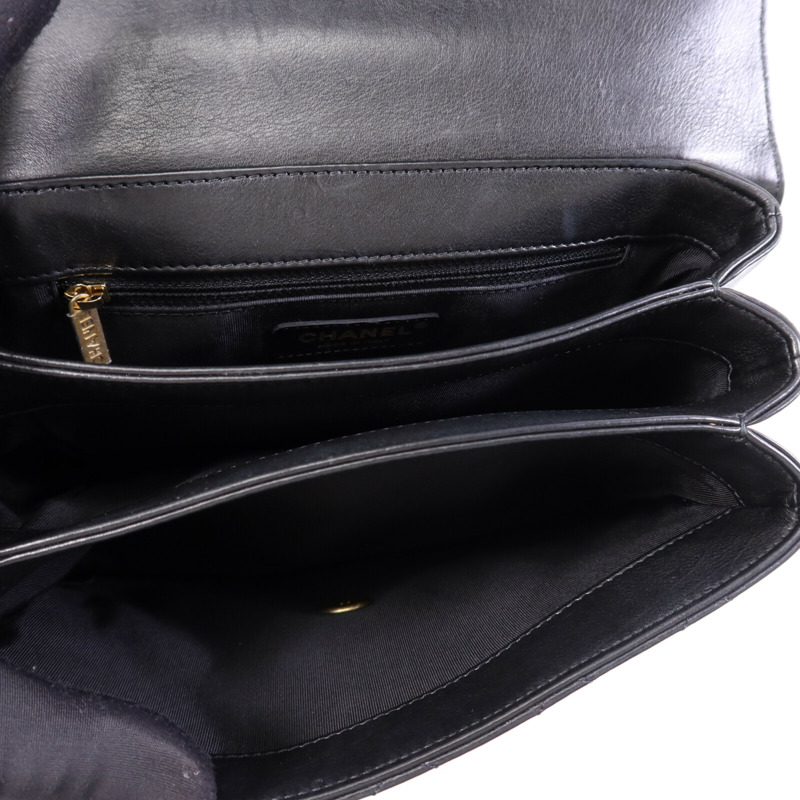 CHANEL 牛皮皮革Chain Shoulder Bag金扣鏈帶手挽肩背兩用袋-11