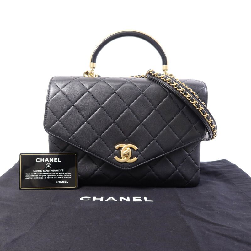 CHANEL 牛皮皮革Chain Shoulder Bag金扣鏈帶手挽肩背兩用袋-14
