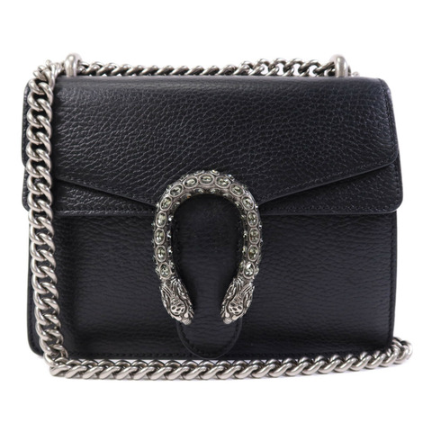 GUCCI 牛皮皮革Dionysus銀扣鏈帶肩背袋