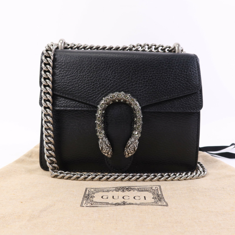 GUCCI 牛皮皮革Dionysus銀扣鏈帶肩背袋-13