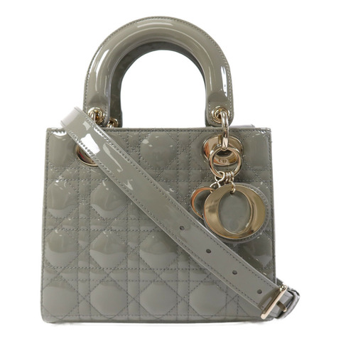 Dior 漆皮皮革Lady Dior Small金扣手挽肩背兩用袋