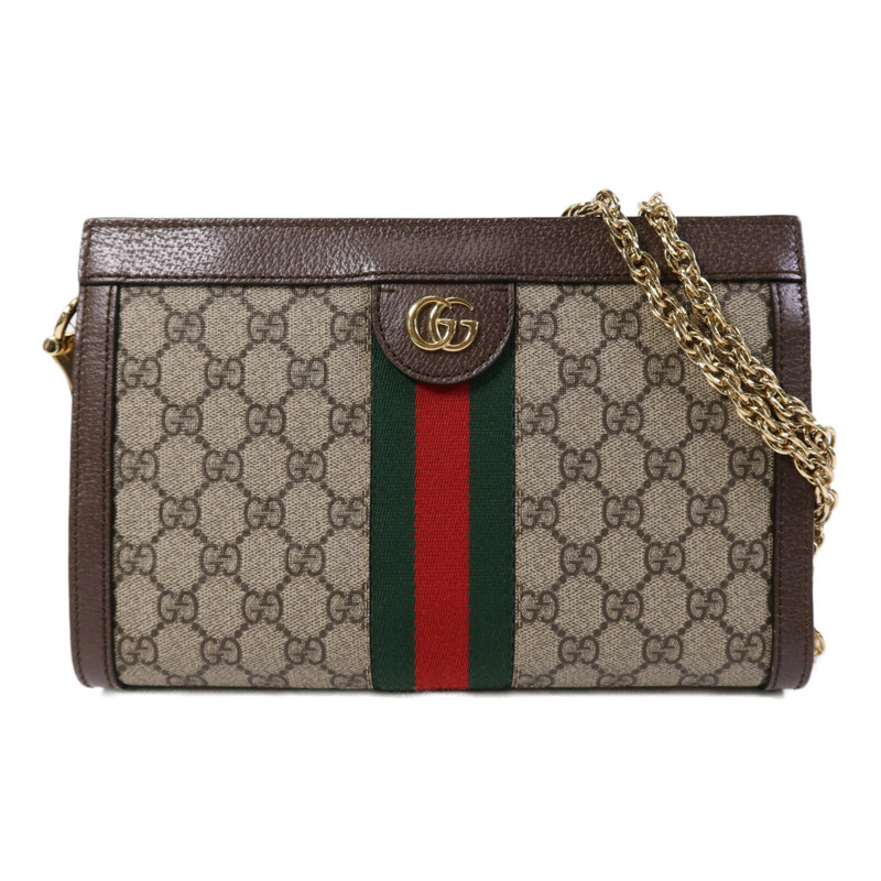 GUCCI 塗層帆布Ophldia GG金扣鏈帶肩背袋-0