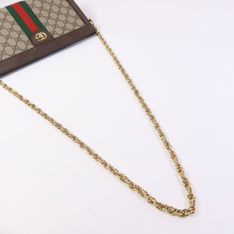 GUCCI 塗層帆布Ophldia GG金扣鏈帶肩背袋-8