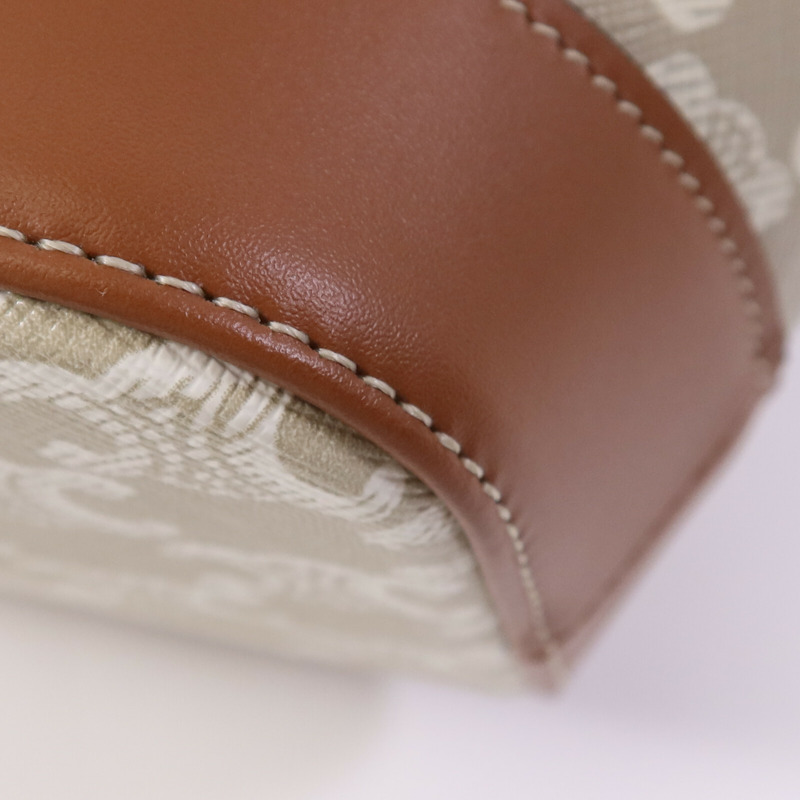 CELINE 塗層帆布Triomphe Bucket金扣肩背袋-6