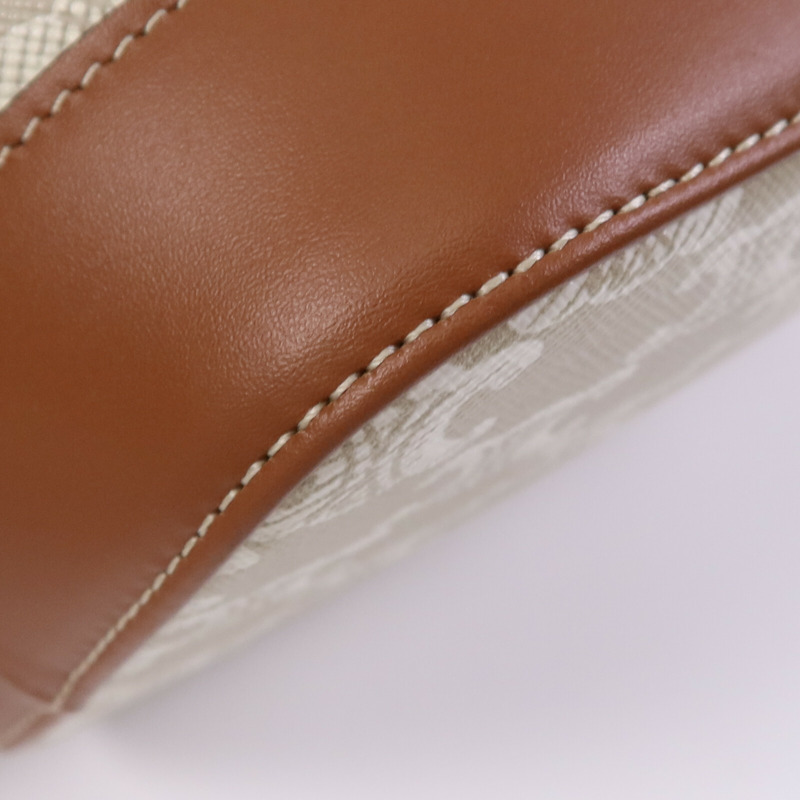 CELINE 塗層帆布Triomphe Bucket金扣肩背袋-7