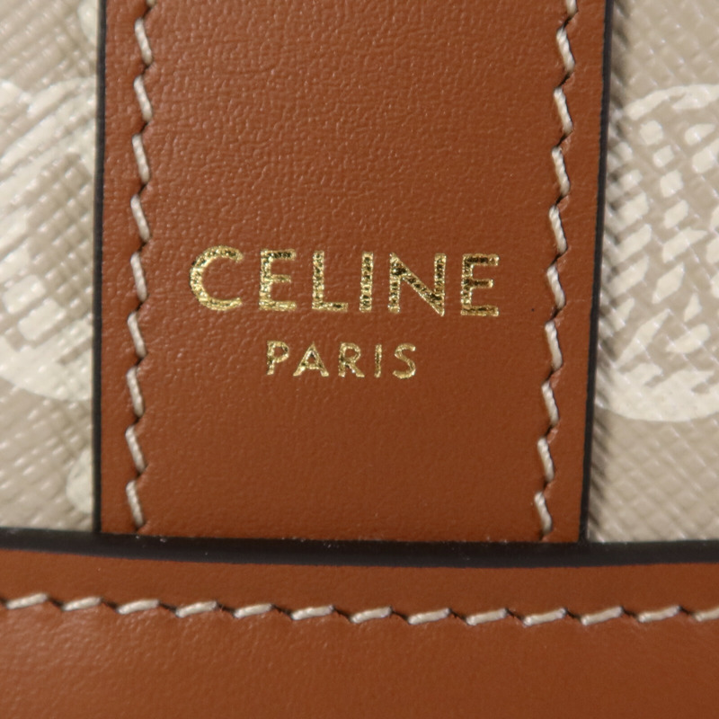 CELINE 塗層帆布Triomphe Bucket金扣肩背袋-9
