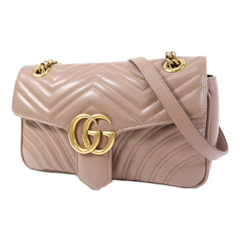 GUCCI 牛皮皮革GG Marmont金扣肩背袋-2