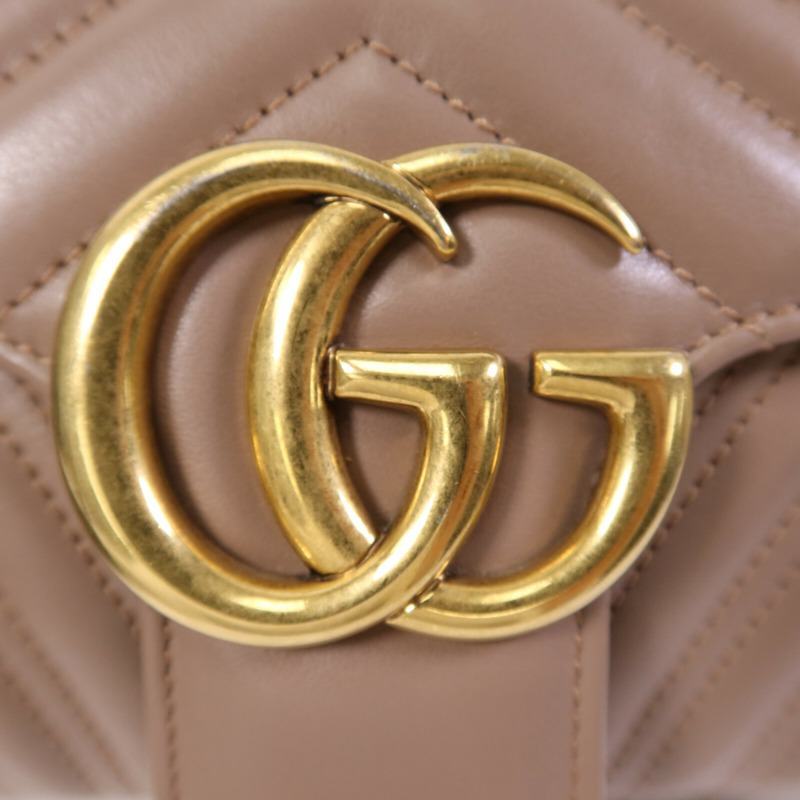 GUCCI 牛皮皮革GG Marmont金扣肩背袋-8