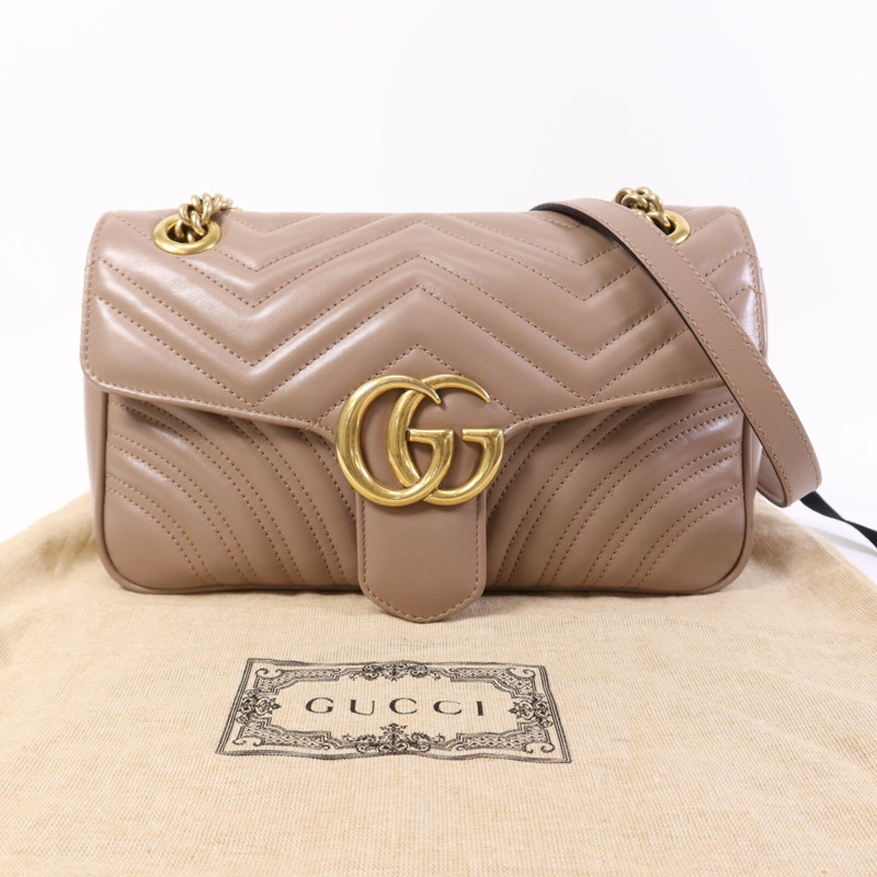 GUCCI 牛皮皮革GG Marmont金扣肩背袋-14