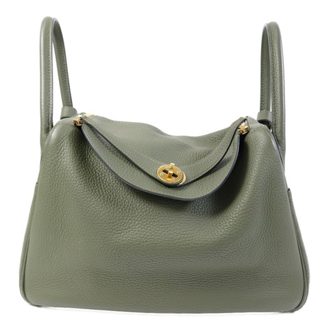 HERMES Clemence皮革Lindy 30金扣手挽肩背兩用袋Vert Veronese