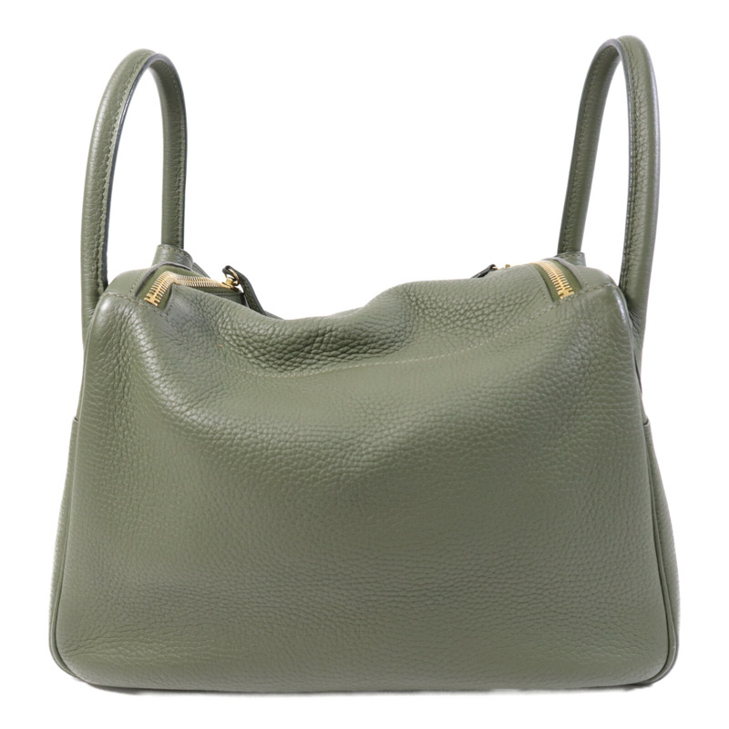 HERMES Clemence皮革Lindy 30金扣手挽肩背兩用袋Vert Veronese-1