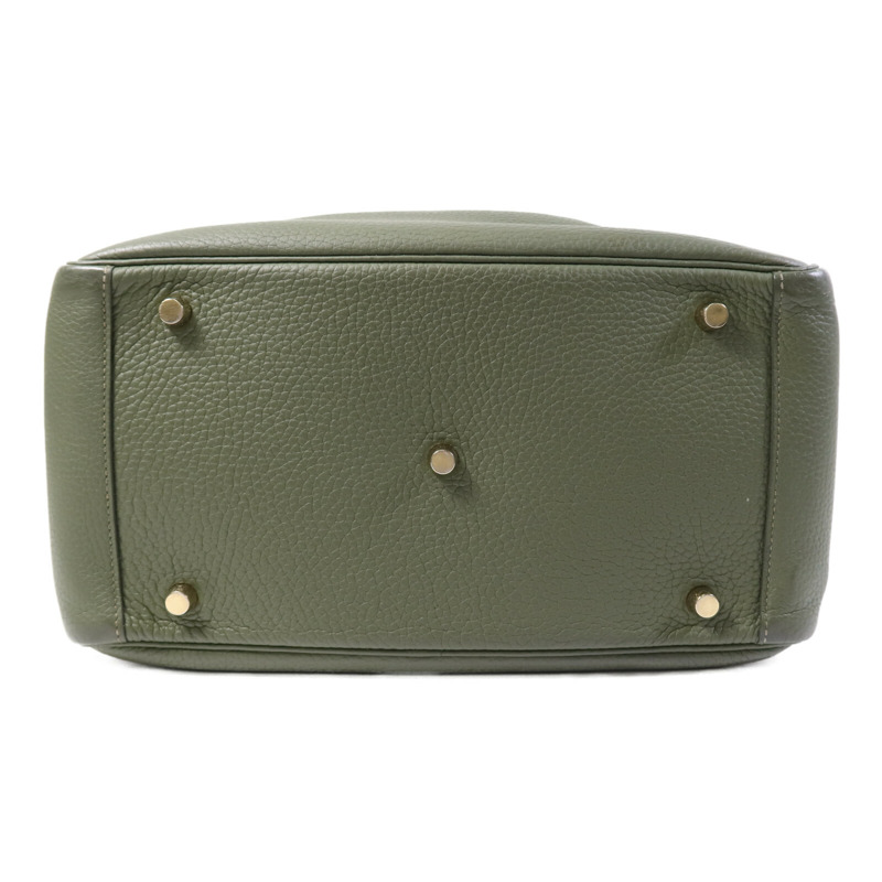 HERMES Clemence皮革Lindy 30金扣手挽肩背兩用袋Vert Veronese-3