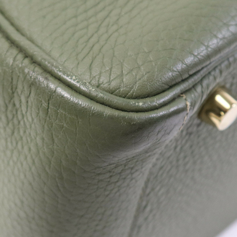 HERMES Clemence皮革Lindy 30金扣手挽肩背兩用袋Vert Veronese-5