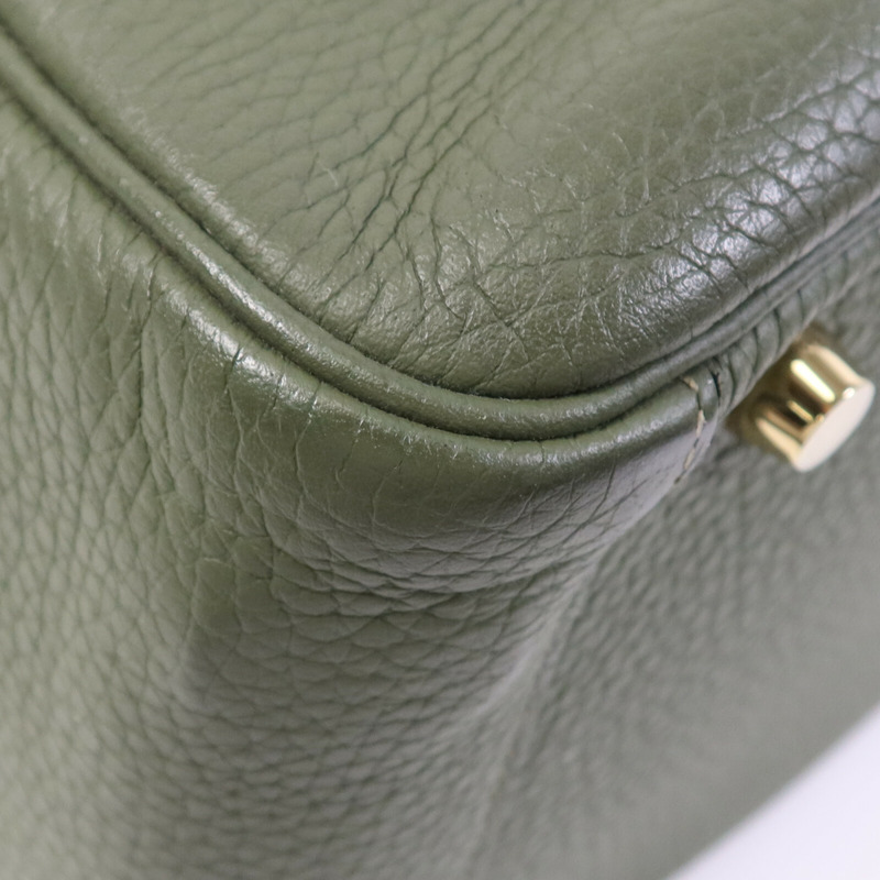 HERMES Clemence皮革Lindy 30金扣手挽肩背兩用袋Vert Veronese-7