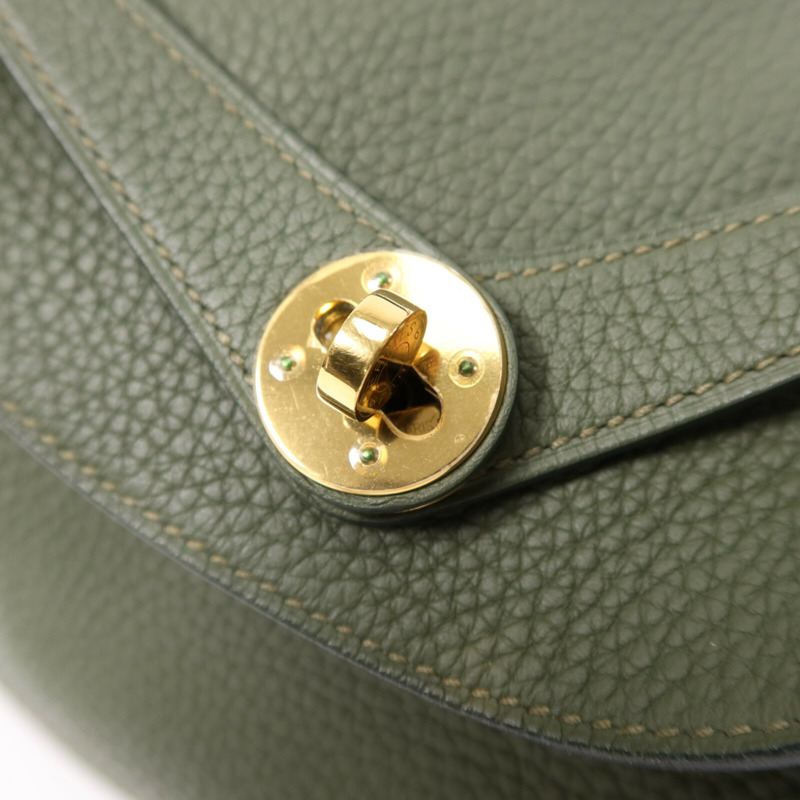 HERMES Clemence皮革Lindy 30金扣手挽肩背兩用袋Vert Veronese-9