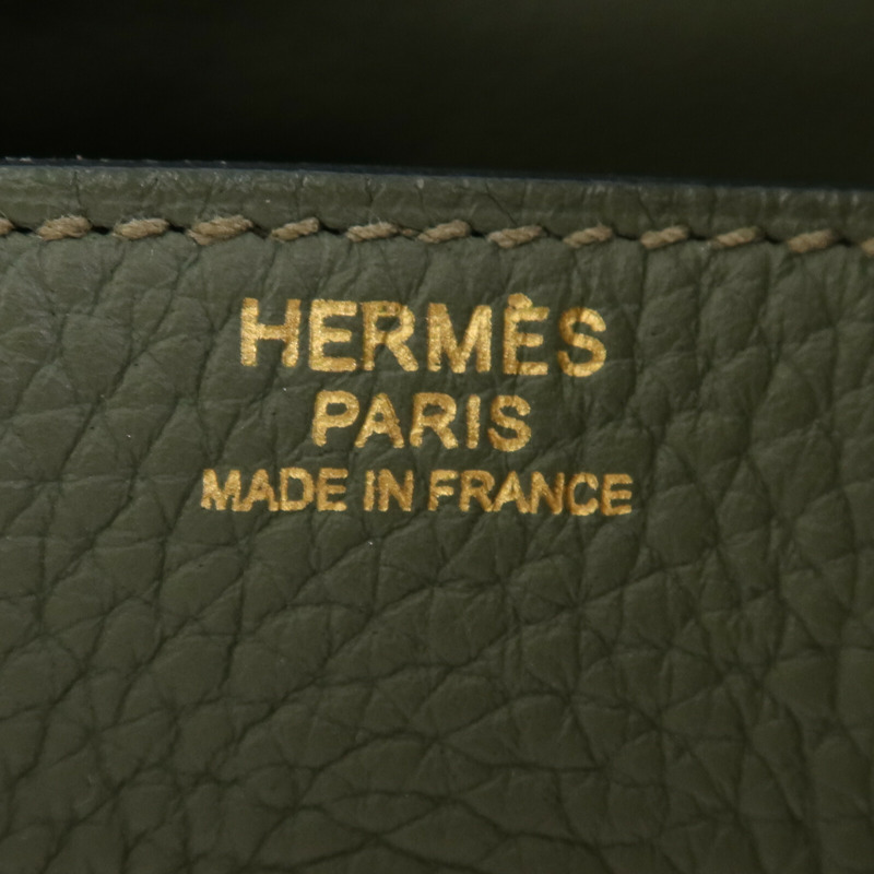 HERMES Clemence皮革Lindy 30金扣手挽肩背兩用袋Vert Veronese-11