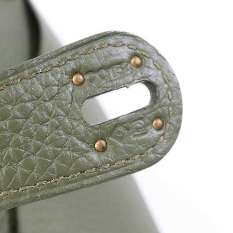 HERMES Clemence皮革Lindy 30金扣手挽肩背兩用袋Vert Veronese-12