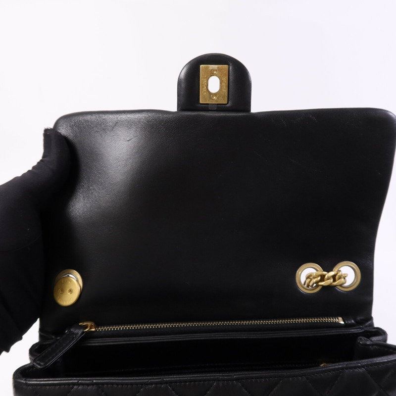 CHANEL 羊皮皮革Chain Shoulder Bag金扣鏈帶肩背袋-10