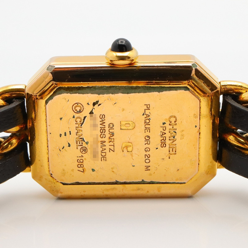 香奈兒 Premiere L 腕錶，鍍金，皮革錶帶，女士，黑色，H0001-4