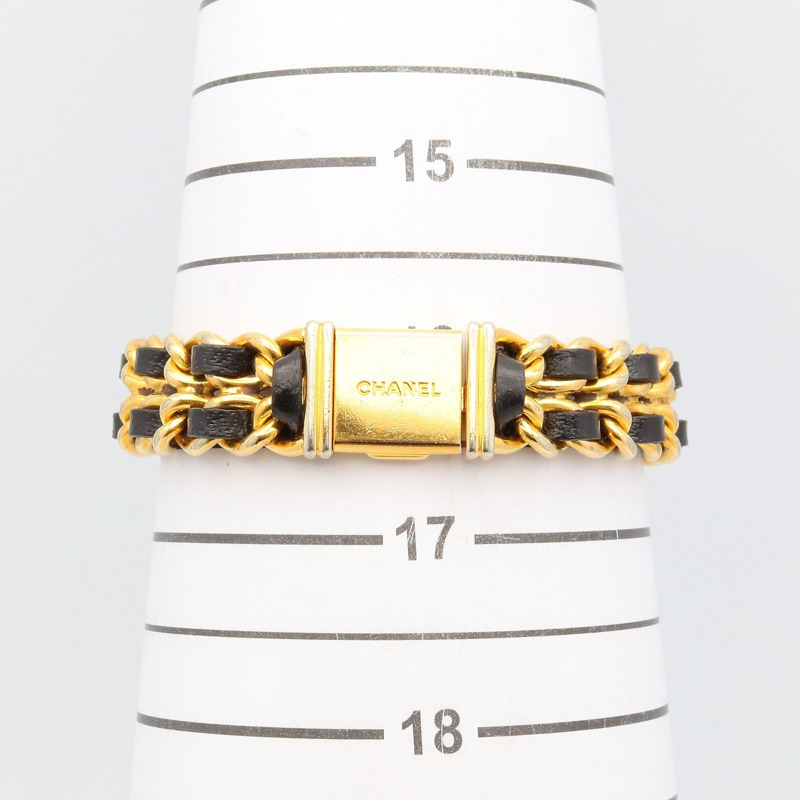 香奈兒 Premiere L 腕錶，鍍金，皮革錶帶，女士，黑色，H0001-6