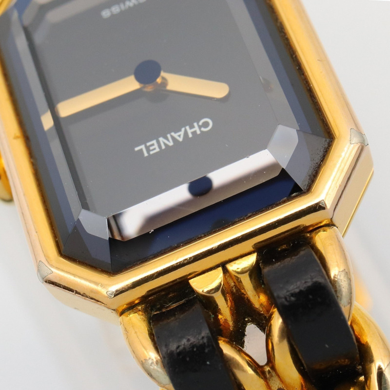 香奈兒 Premiere L 腕錶，鍍金，皮革錶帶，女士，黑色，H0001-8