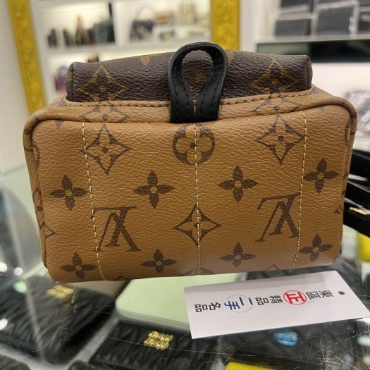東區正精品㊣LV LOUIS VUITTON M44872 PALM SPRINGS 原花雙色字紋拼黑皮革迷你後背包小書包 RZ5515-4