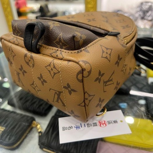 東區正精品㊣LV LOUIS VUITTON M44872 PALM SPRINGS 原花雙色字紋拼黑皮革迷你後背包小書包 RZ5515-6