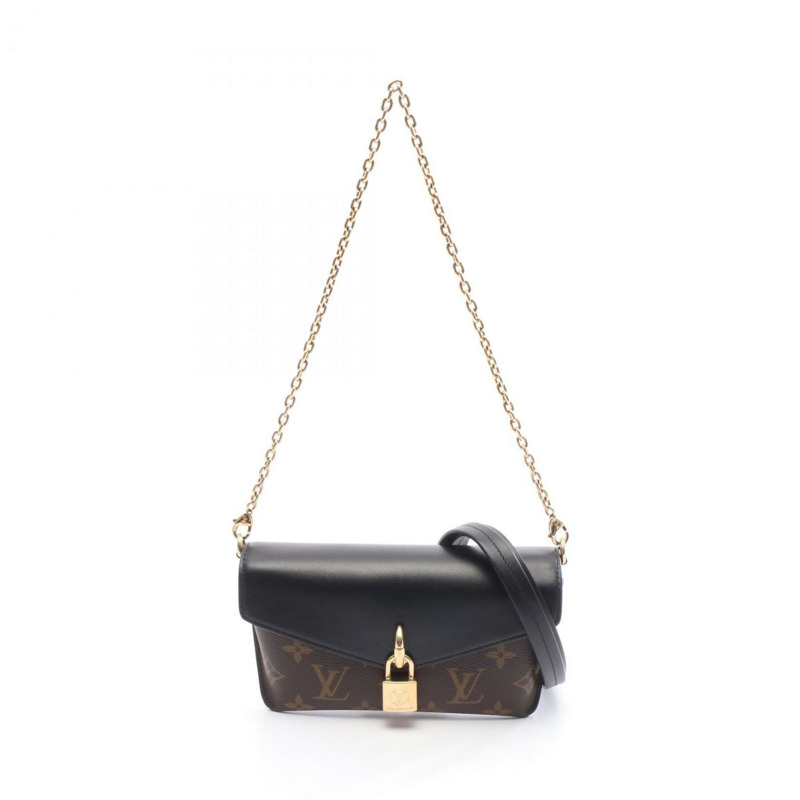 路易威登鎖扣肩帶單肩包，塗層帆布和皮革，Monogram帆布，女士，棕黑色，M80559-0