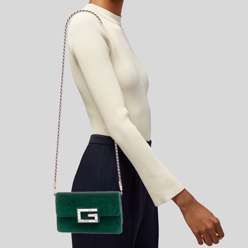莉亞精品♡Gucci 544242 絲絨斜背包 綠 二手-2