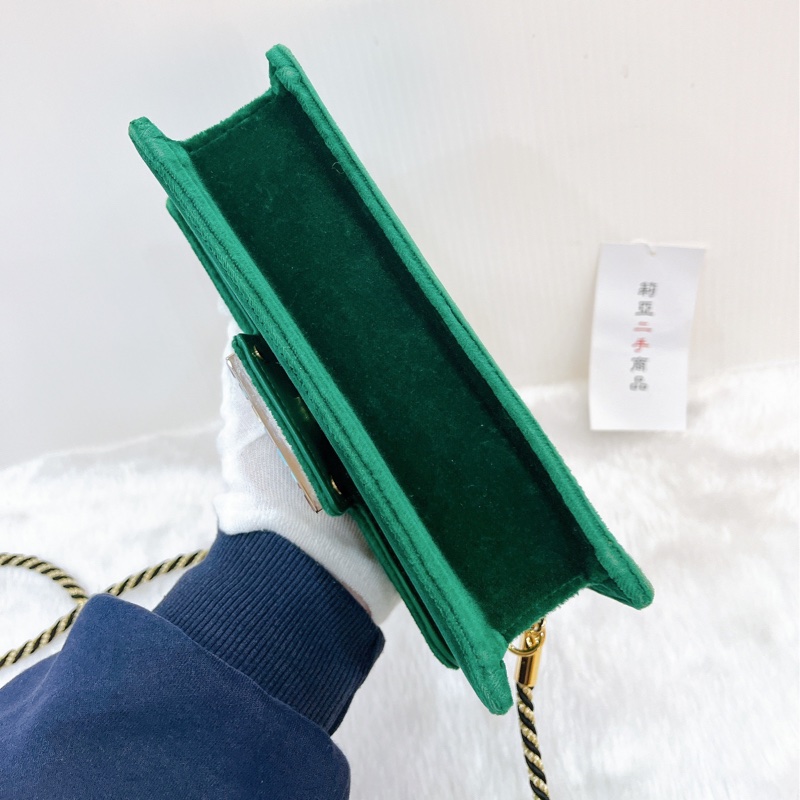 莉亞精品♡Gucci 544242 絲絨斜背包 綠 二手-6