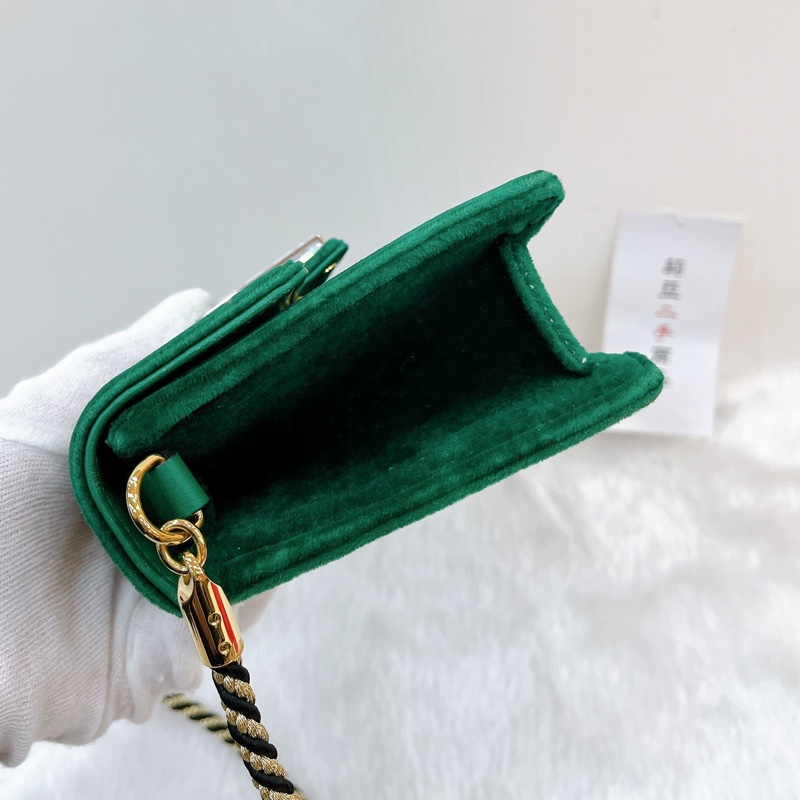 莉亞精品♡Gucci 544242 絲絨斜背包 綠 二手-8