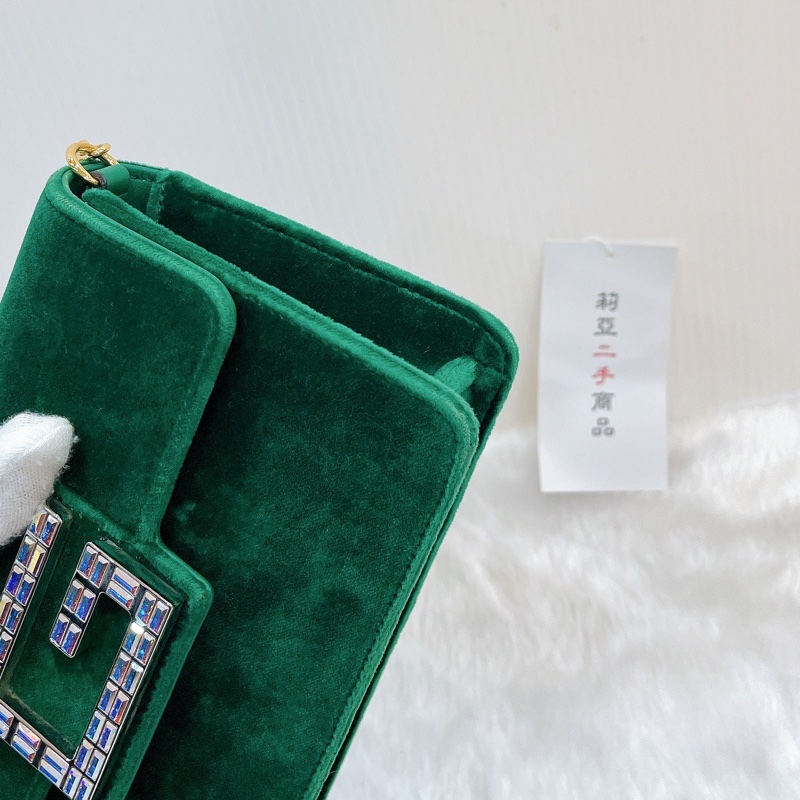 莉亞精品♡Gucci 544242 絲絨斜背包 綠 二手-10