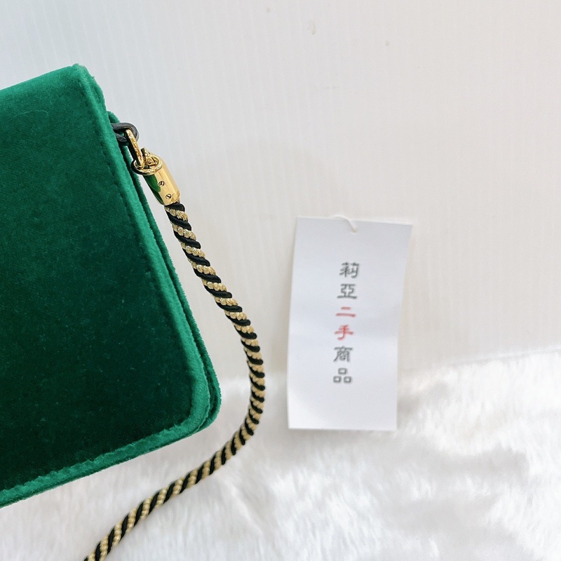 莉亞精品♡Gucci 544242 絲絨斜背包 綠 二手-11