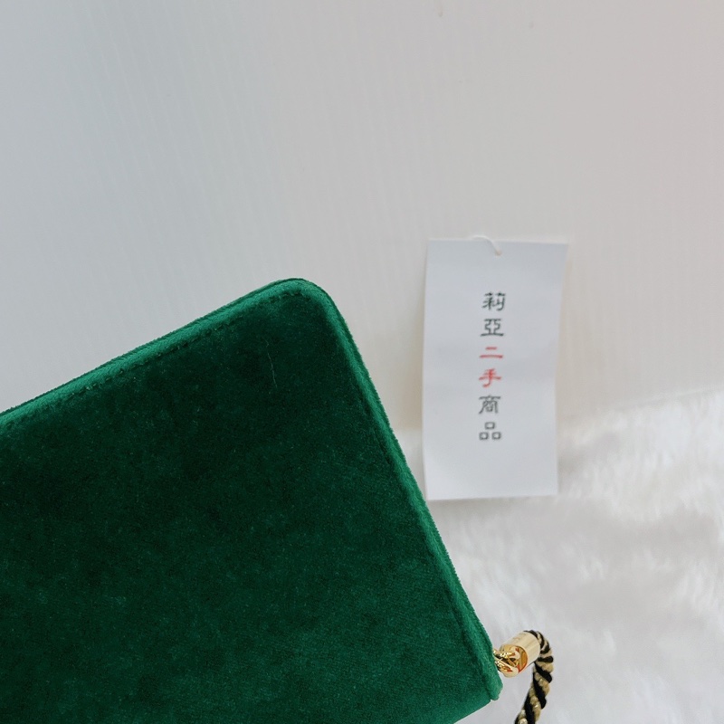 莉亞精品♡Gucci 544242 絲絨斜背包 綠 二手-12