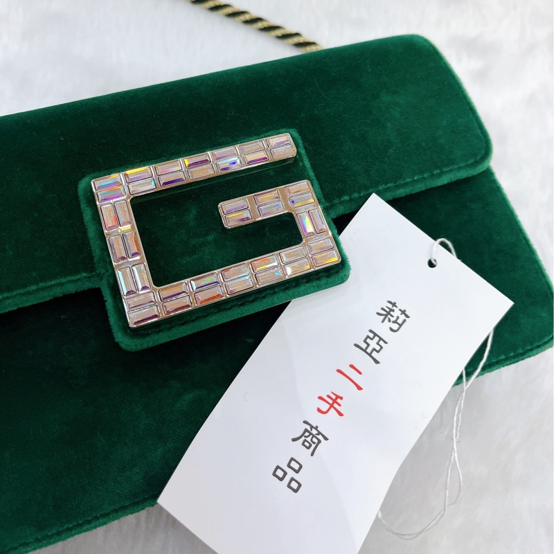 莉亞精品♡Gucci 544242 絲絨斜背包 綠 二手-13