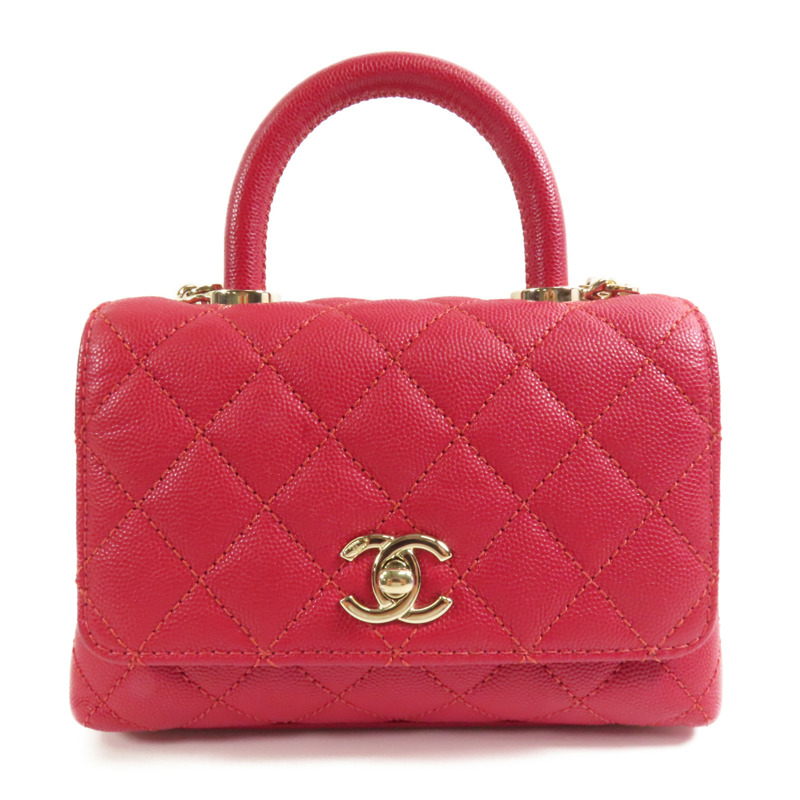 CHANEL 【激減優惠】牛皮皮革Mini Coco Handle金扣手挽肩背兩用袋-1