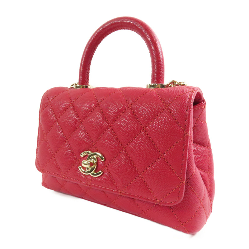 CHANEL 【激減優惠】牛皮皮革Mini Coco Handle金扣手挽肩背兩用袋-2