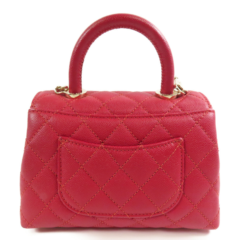 CHANEL 【激減優惠】牛皮皮革Mini Coco Handle金扣手挽肩背兩用袋-3