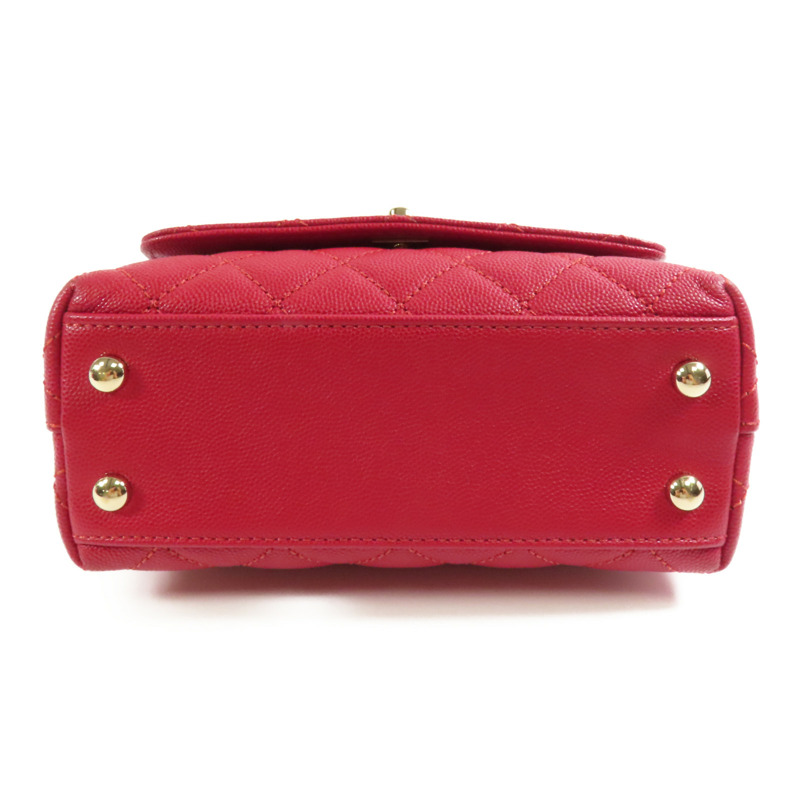 CHANEL 【激減優惠】牛皮皮革Mini Coco Handle金扣手挽肩背兩用袋-4