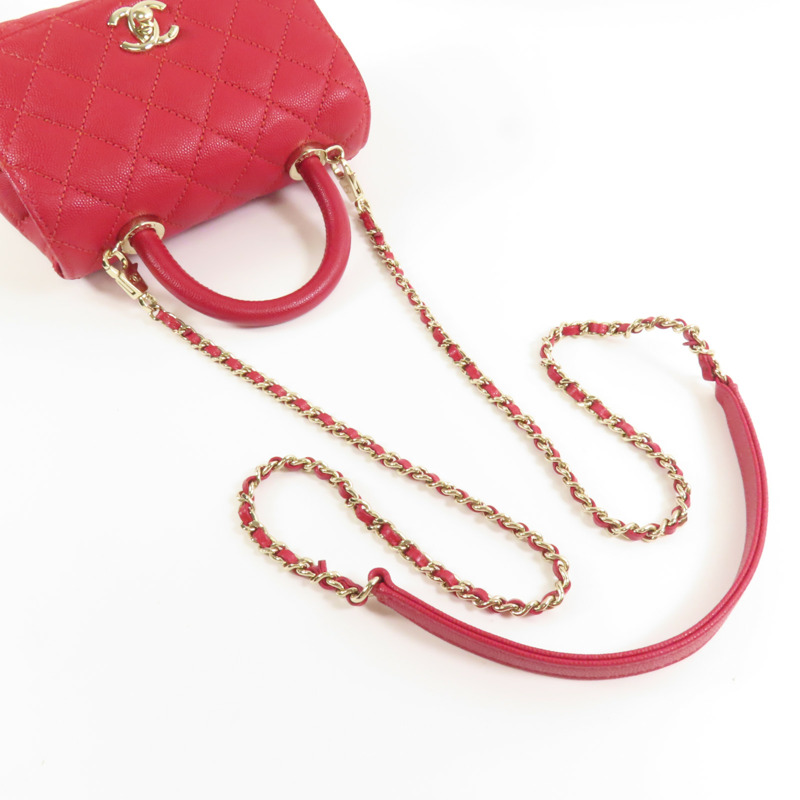 CHANEL 【激減優惠】牛皮皮革Mini Coco Handle金扣手挽肩背兩用袋-7
