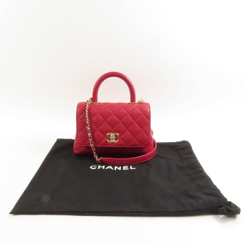 CHANEL 【激減優惠】牛皮皮革Mini Coco Handle金扣手挽肩背兩用袋-13