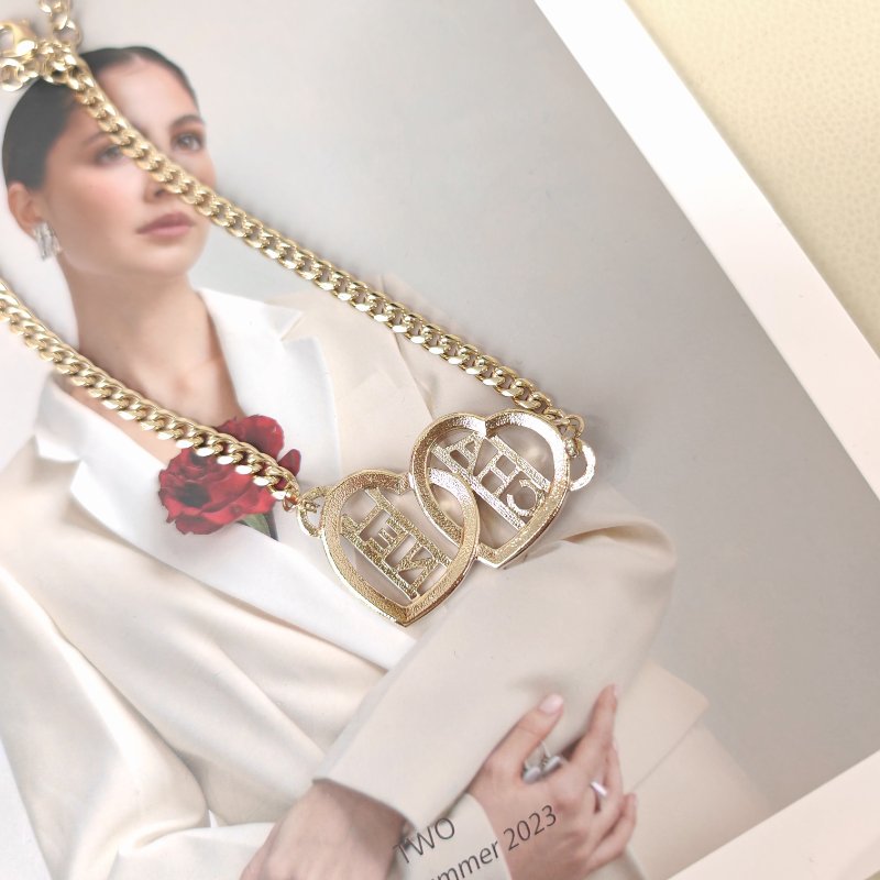 Chanel 23B雙愛心滿鑽字母 Choker 桃心設計配鑽鑲邊-3