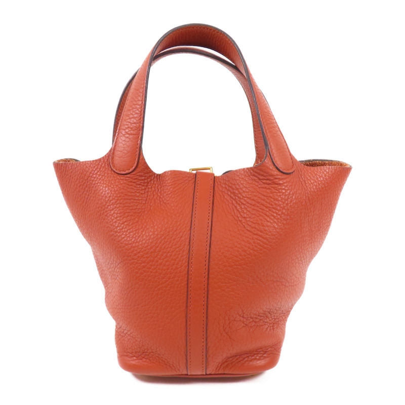 HERMES 【激減優惠】Clemence皮革Picotin PM金扣手挽袋Cuirre-1